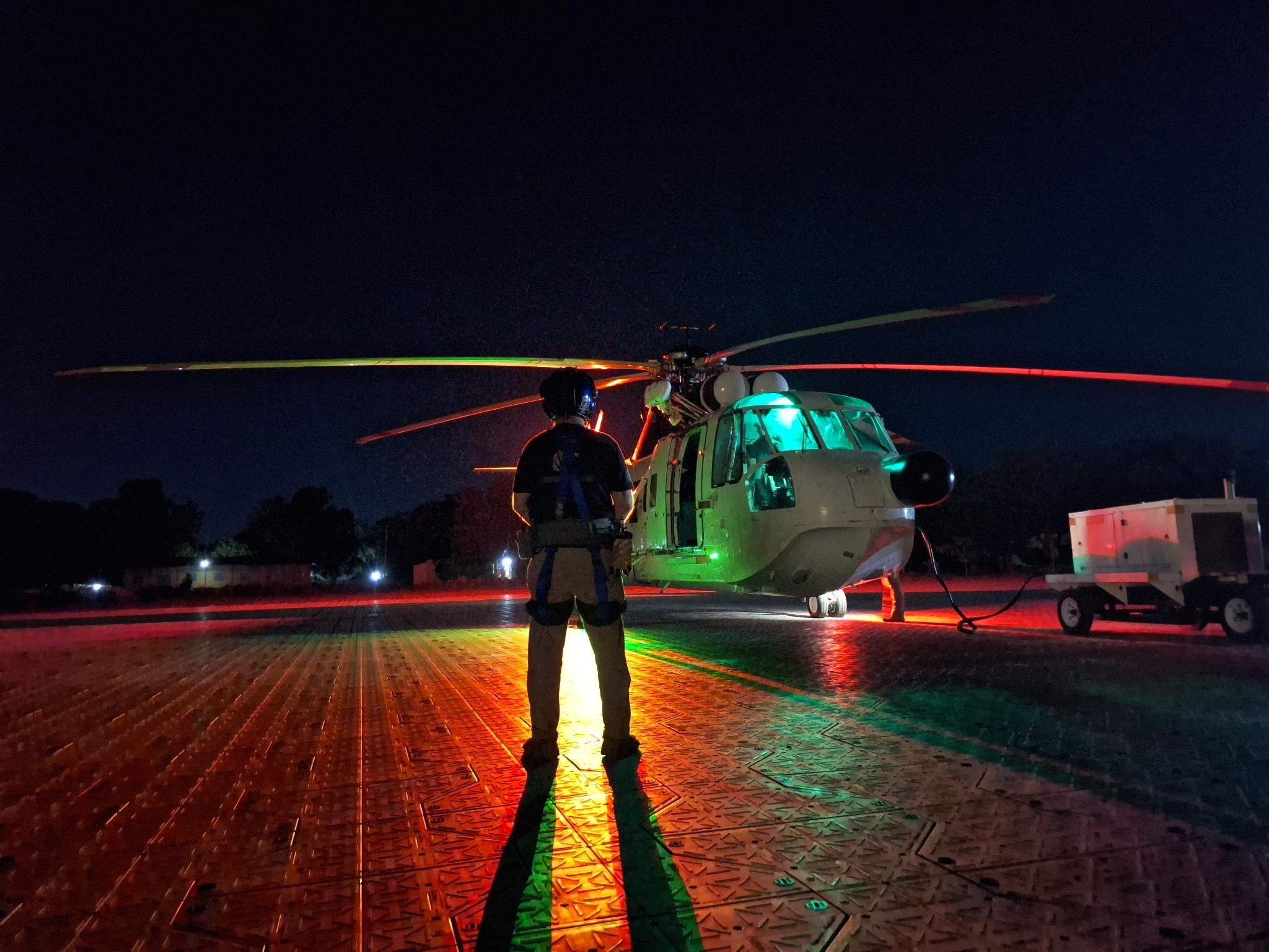 Prep for night hoist training.