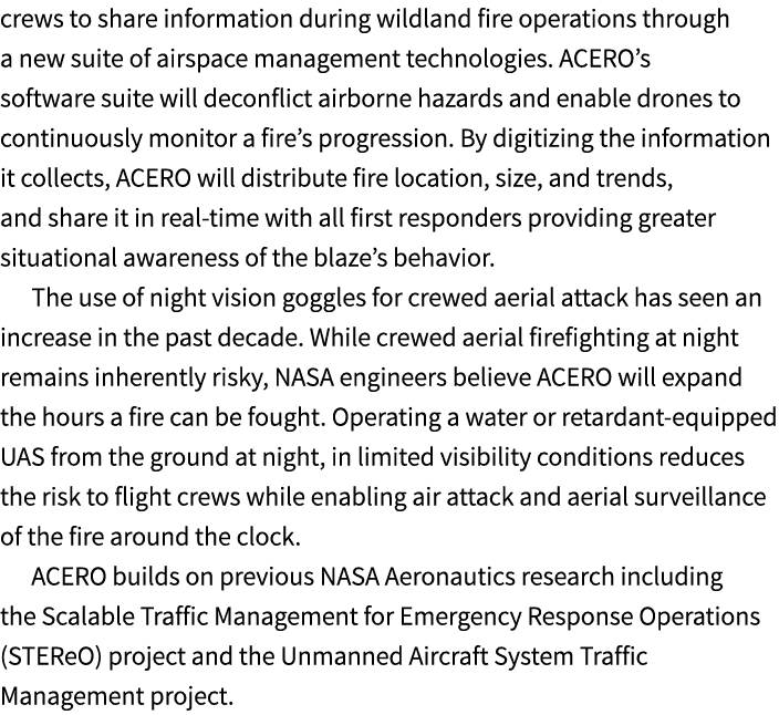 crews to share information during wildland fire operations through a new suite of airspace management technologies. A...