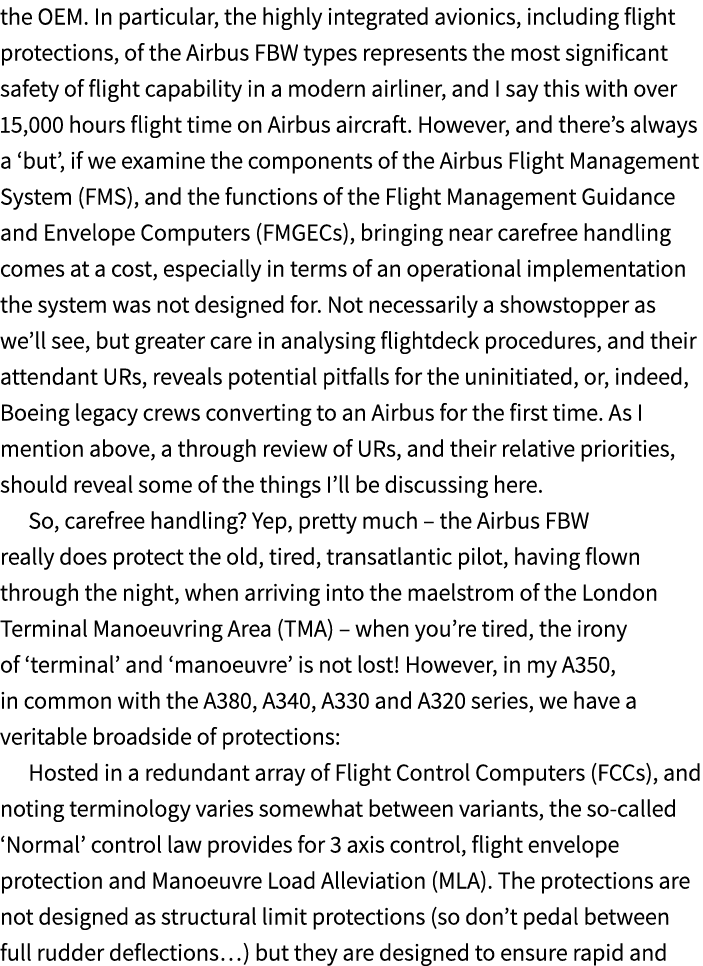 the OEM. In particular, the highly integrated avionics, including flight protections, of the Airbus FBW types represe...