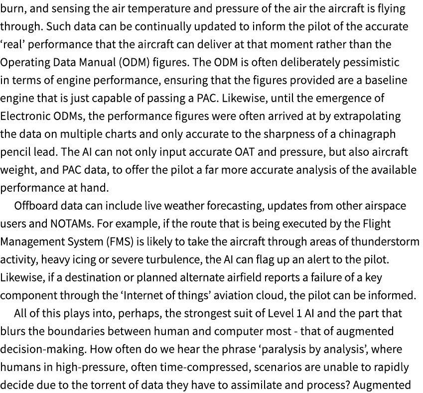 burn, and sensing the air temperature and pressure of the air the aircraft is flying through. Such data can be contin...