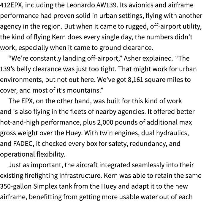 412EPX, including the Leonardo AW139. Its avionics and airframe performance had proven solid in urban settings, flyin...