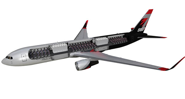 A large airplane with a red tail and a white body. AI generated content