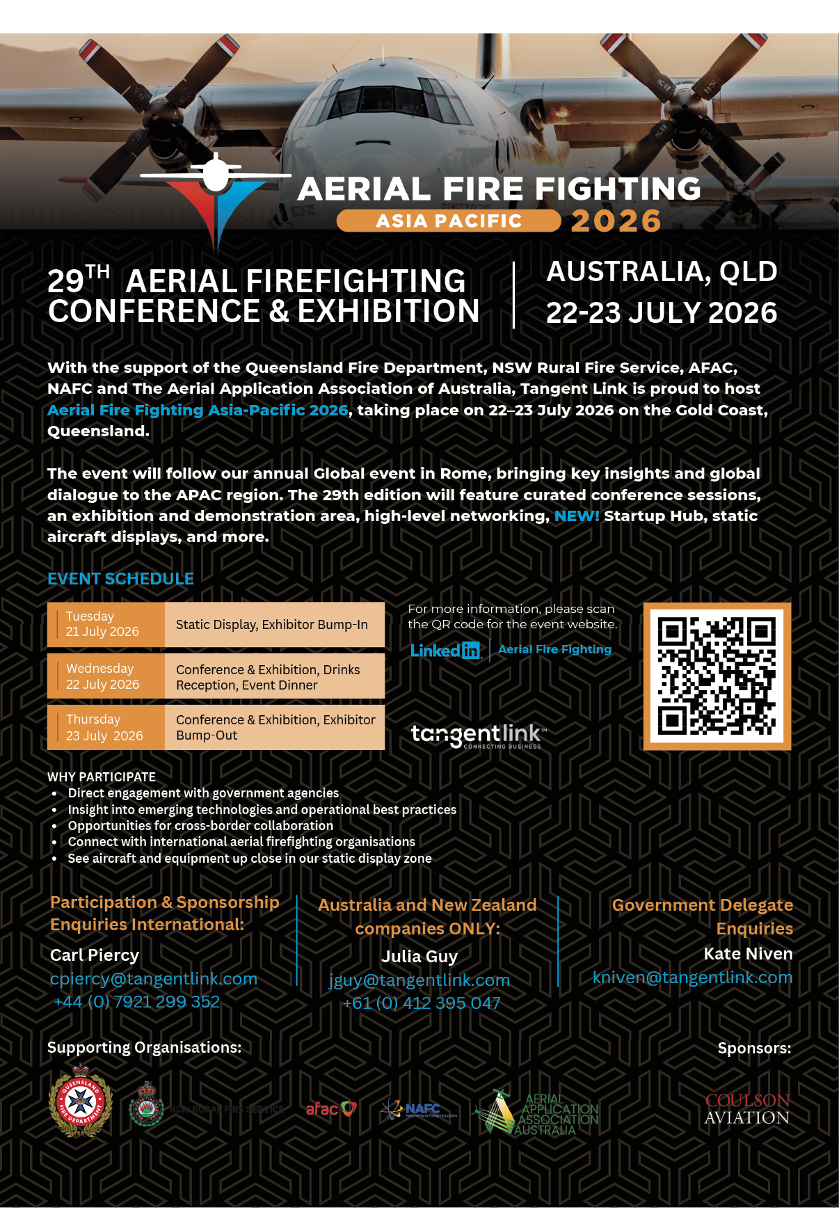 A flyer advertising an event called the “28th Aerial Fire Fighting Conference Australia Qld 29-30 July 2026". AI generated content