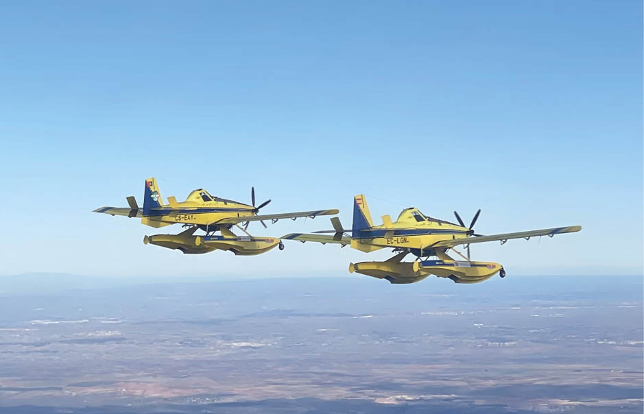 Two airplanes flying in the sky. AI generated content