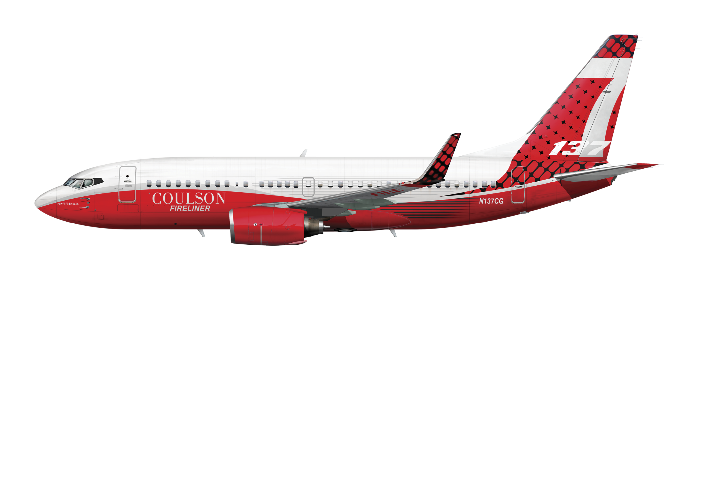 A red and white airplane with the word Colson on the side. AI generated content