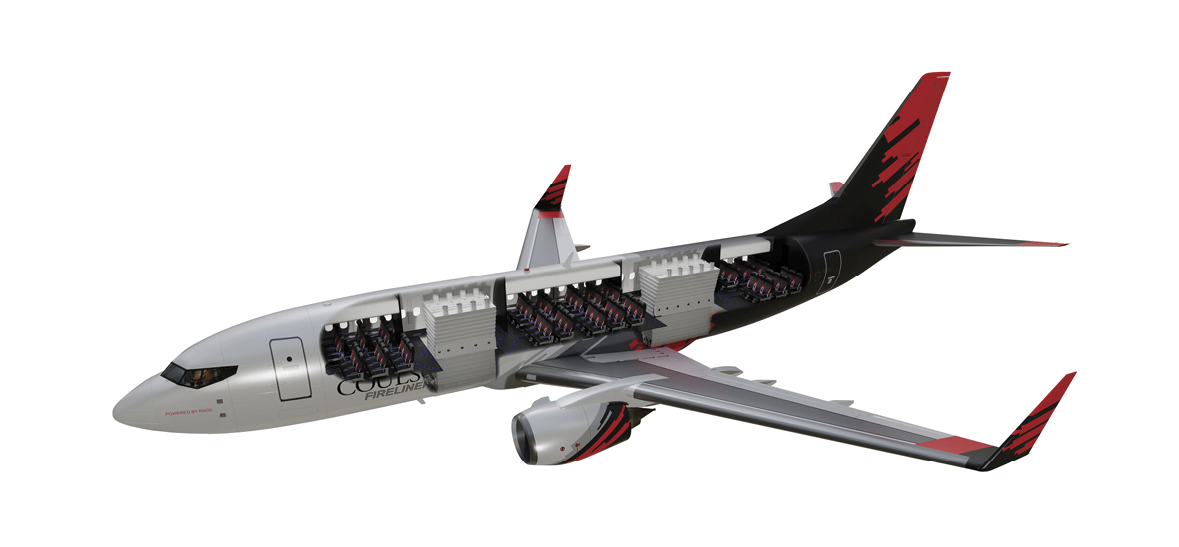 A large passenger jet with a red tail and a white body. AI generated content
