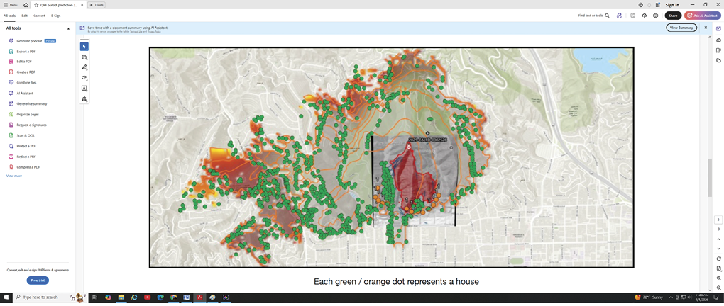 A map of a city with many red dots on it. AI generated content