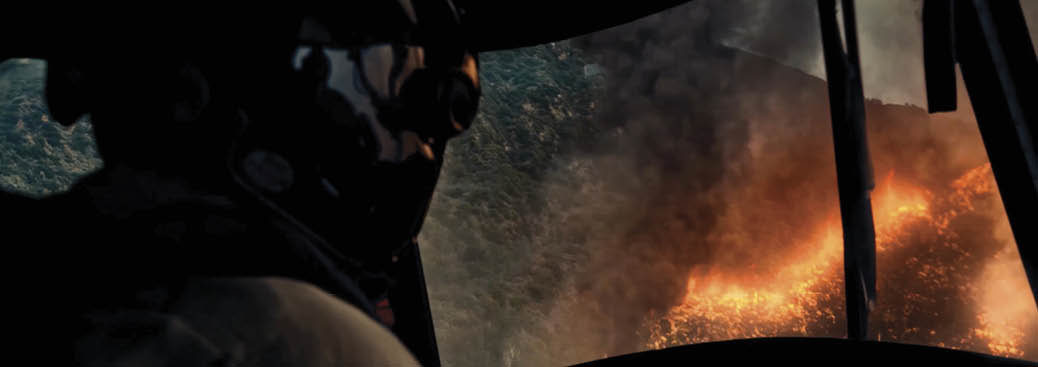 A person is sitting in a cockpit of a plane, flying through the sky. AI generated content