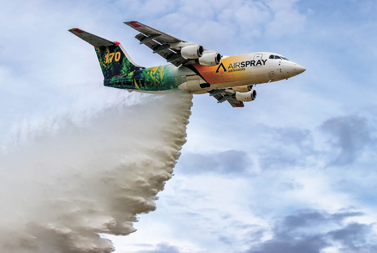 A large airplane is flying through the sky, spraying water from its back. AI generated content