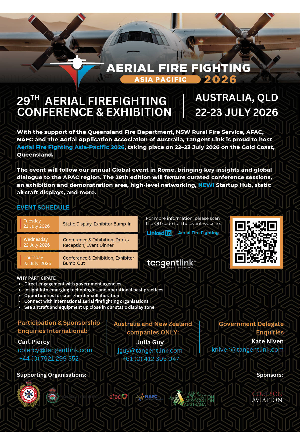A flyer advertising an event called the “28th Aerial Fire Fighting Conference Australia Qld 29-30 July 2026". AI generated content