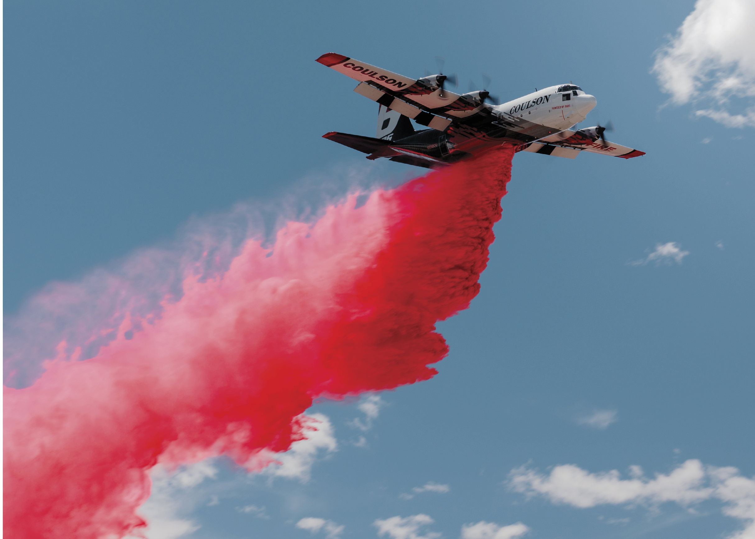 A helicopter with a red and blue tail is flying in the sky. AI generated content