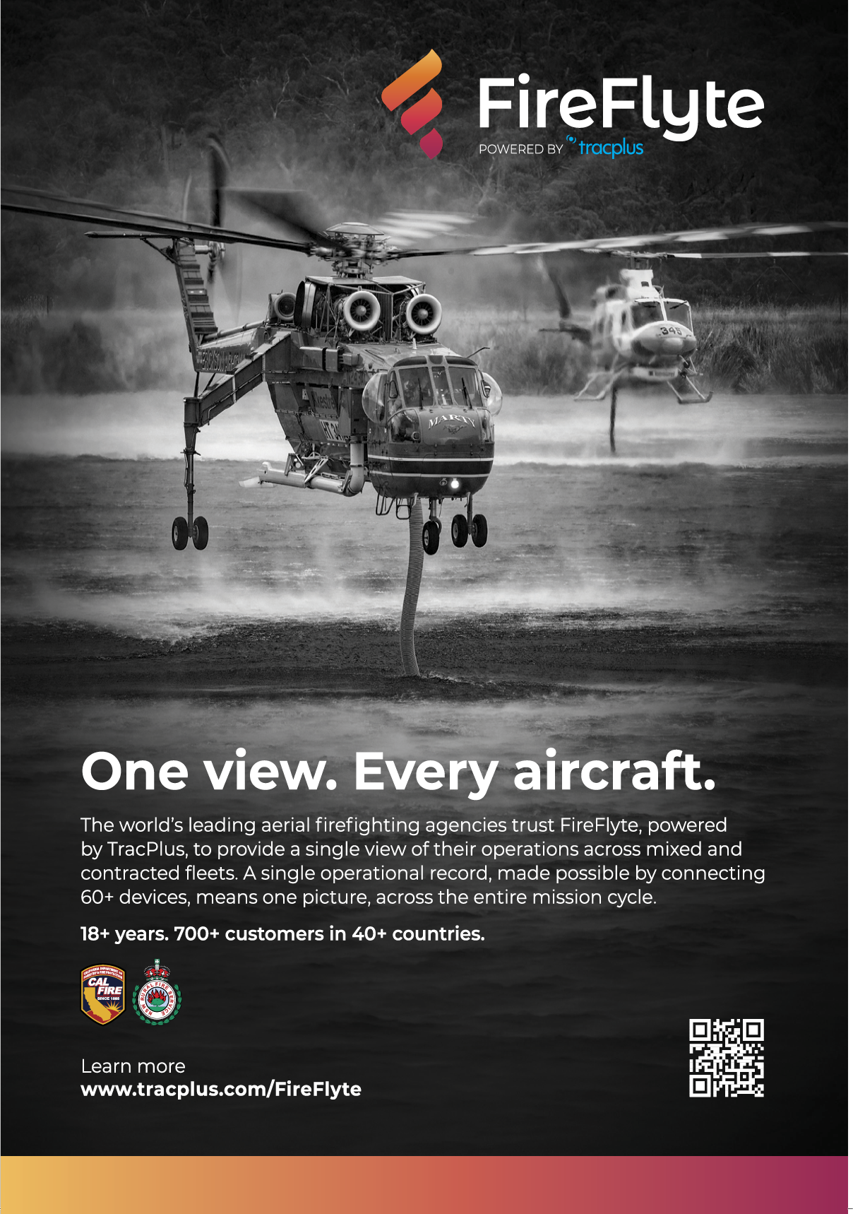 A red and white helicopter is flying over a fire. AI generated content