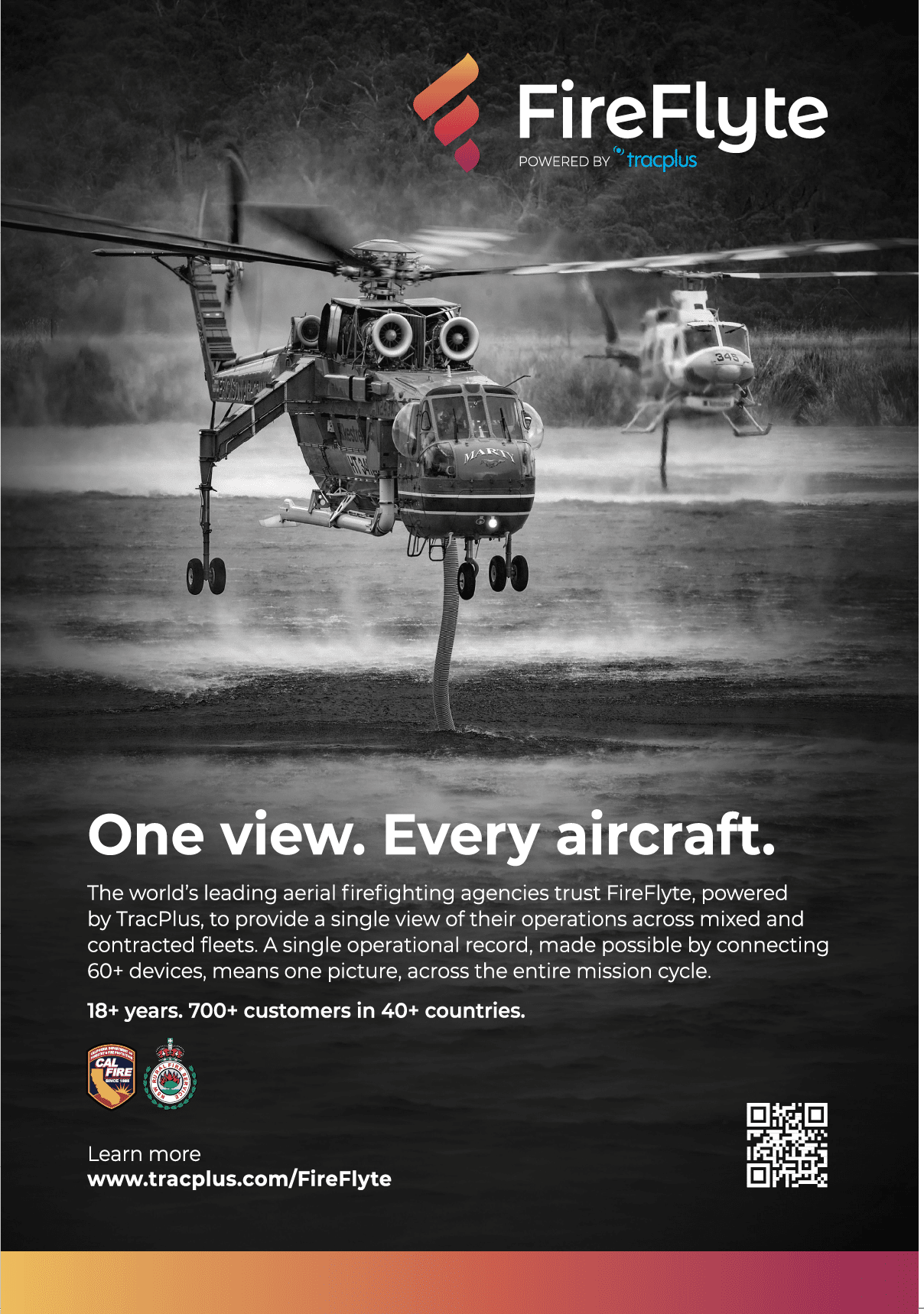 A red and white helicopter is flying over a fire. AI generated content