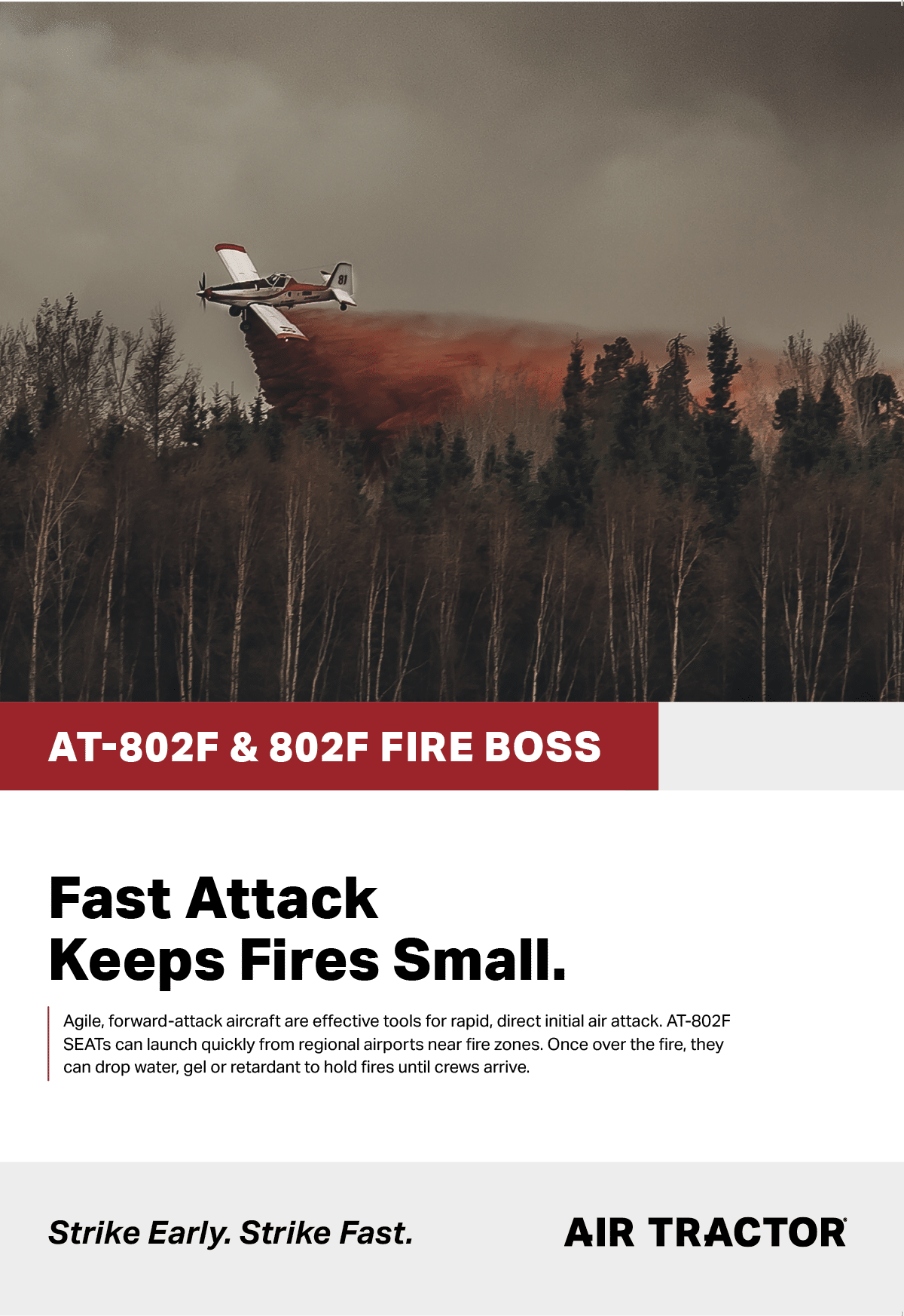 A red and white airplane is flying over a forest with a fire in the background. AI generated content