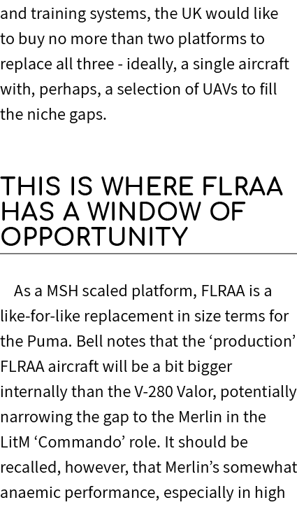 and training systems, the UK would like to buy no more than two platforms to replace all three ideally, a single airc...