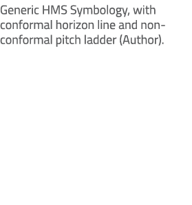 Generic HMS Symbology, with conformal horizon line and non conformal pitch ladder (Author).
