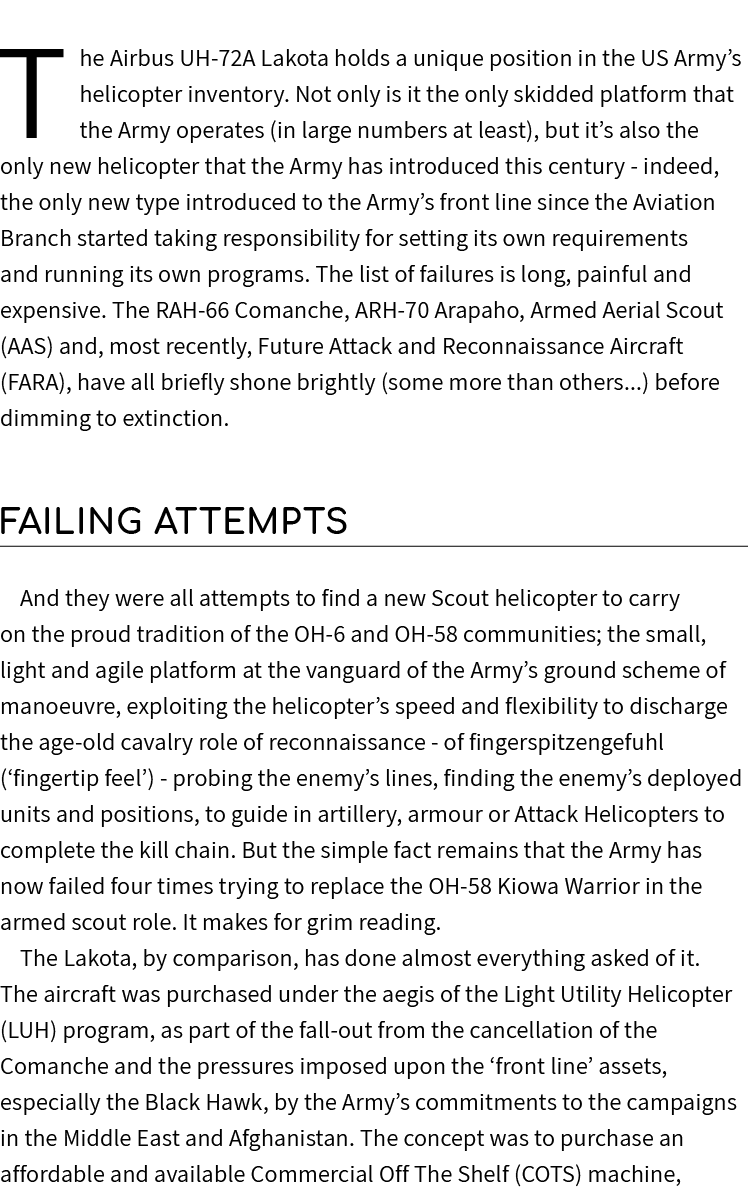 The Airbus UH 72A Lakota holds a unique position in the US Army’s helicopter inventory. Not only is it the only skidd...