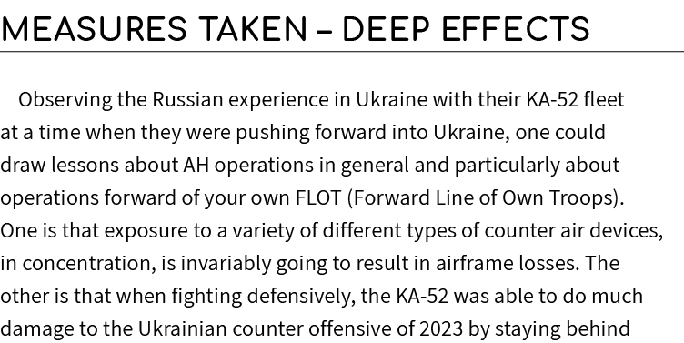 Measures taken – Deep Effects Observing the Russian experience in Ukraine with their KA 52 fleet at a time when they ...