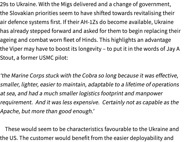 29s to Ukraine. With the Migs delivered and a change of government, the Slovakian priorities seem to have shifted tow...