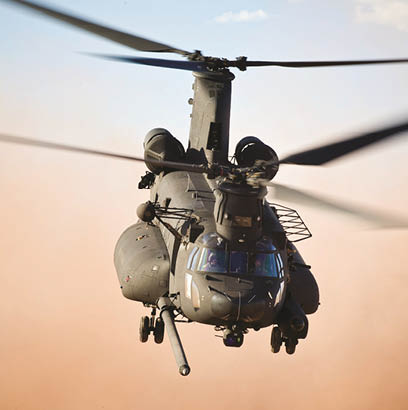 Ground to air and air to air of (Chinook) CH47G helicopter.