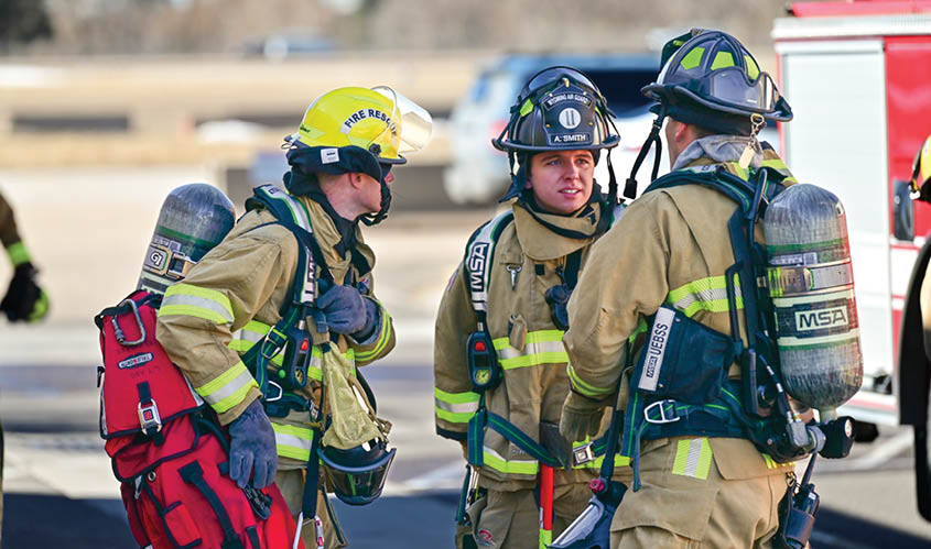 Wyoming Army and Air National Guard team up for a six-day firefighting exercise at the 153rd Airlift Wing in Cheyenne, Wyo., Feb. 28, 2025. (U.S. Air National Guard photo by Airman 1st Class Samuel Toman)