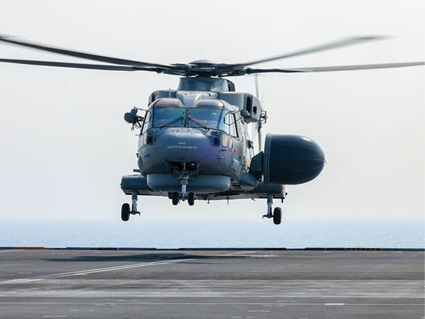 The first time Merlin MK2 ASAC have flown together in formation and an opportunity to practice airborne surveillance picture handover’s, a key skill for the Observers to master. HMS Queen Elizabeth is the deployed flag ship for Carrier Strike Group 21(CSG21). CSG21 will see the ship along with the Strike Group work with over 40 countries from around the world. The Strike Group will operate and exercise with other Countries Navies and Air Forces during the 7 month deployment.  The Strike Group includes ships from the United States Navy, The Dutch Navy, and Marines from the US Marine Corps. As well as UK Frigates, Destroyers two RFA supply ships and air assets from 617 Sqn, 820 NAS, 815 NAS and 845 NAS. This will be the largest deployment of Fifth Generation Fighter Jets in history.