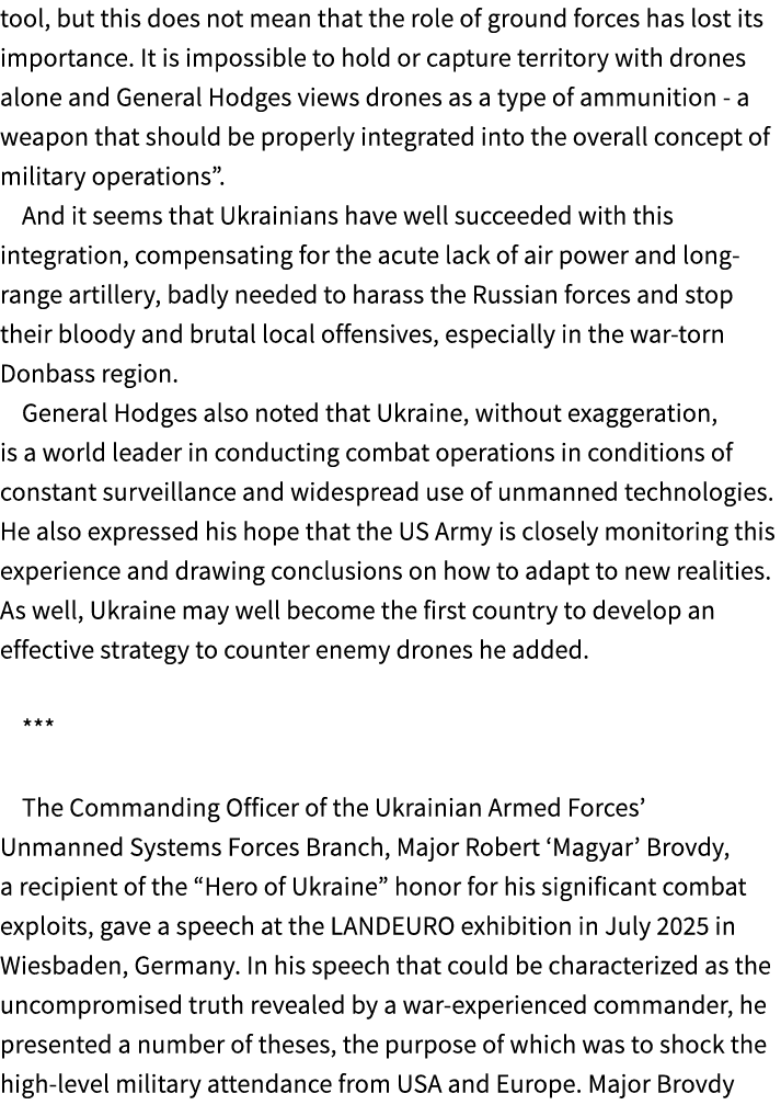 tool, but this does not mean that the role of ground forces has lost its importance. It is impossible to hold or capt...