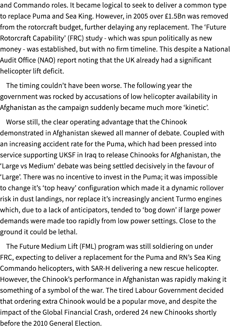 and Commando roles. It became logical to seek to deliver a common type to replace Puma and Sea King. However, in 2005...