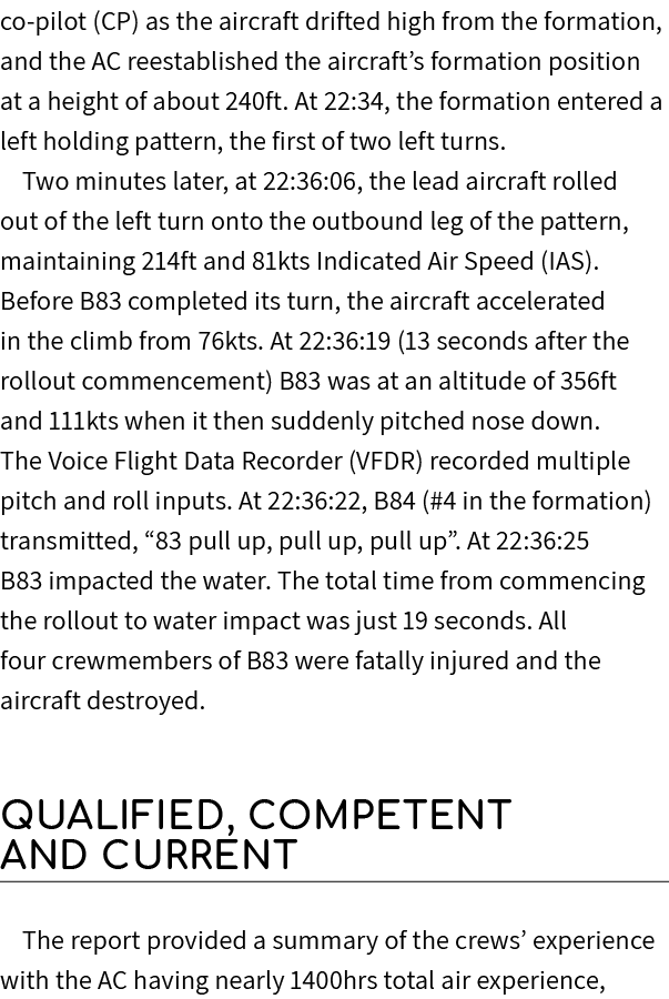 co pilot (CP) as the aircraft drifted high from the formation, and the AC reestablished the aircraft’s formation posi...