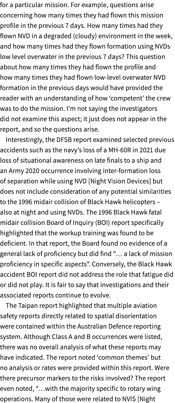 for a particular mission. For example, questions arise concerning how many times they had flown this mission profile ...