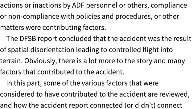 actions or inactions by ADF personnel or others, compliance or non compliance with policies and procedures, or other ...