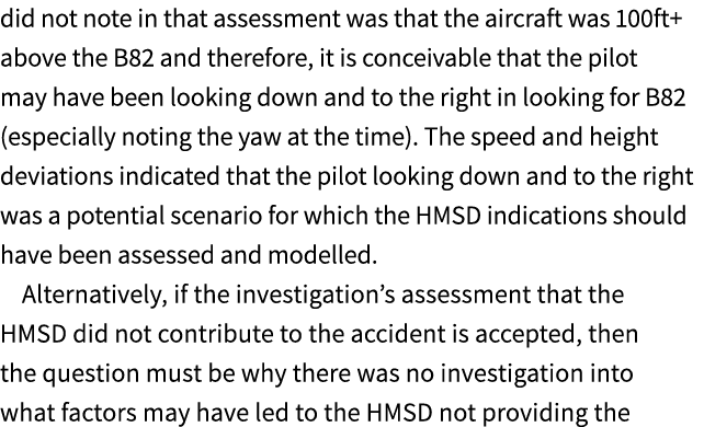 did not note in that assessment was that the aircraft was 100ft+ above the B82 and therefore, it is conceivable that ...