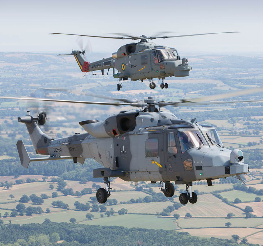 Air to air photo of AW159 Army Wildcat in formation
