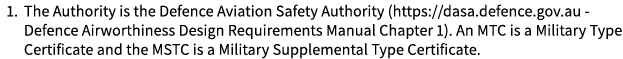  1. The Authority is the Defence Aviation Safety Authority (https://dasa.defence.gov.au Defence Airworthiness Design ...