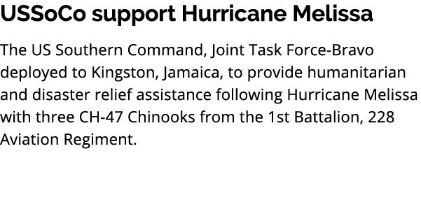 USSoCo support Hurricane Melissa The US Southern Command, Joint Task Force Bravo deployed to Kingston, Jamaica, to pr...