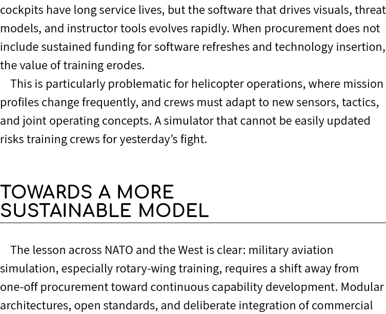cockpits have long service lives, but the software that drives visuals, threat models, and instructor tools evolves r...