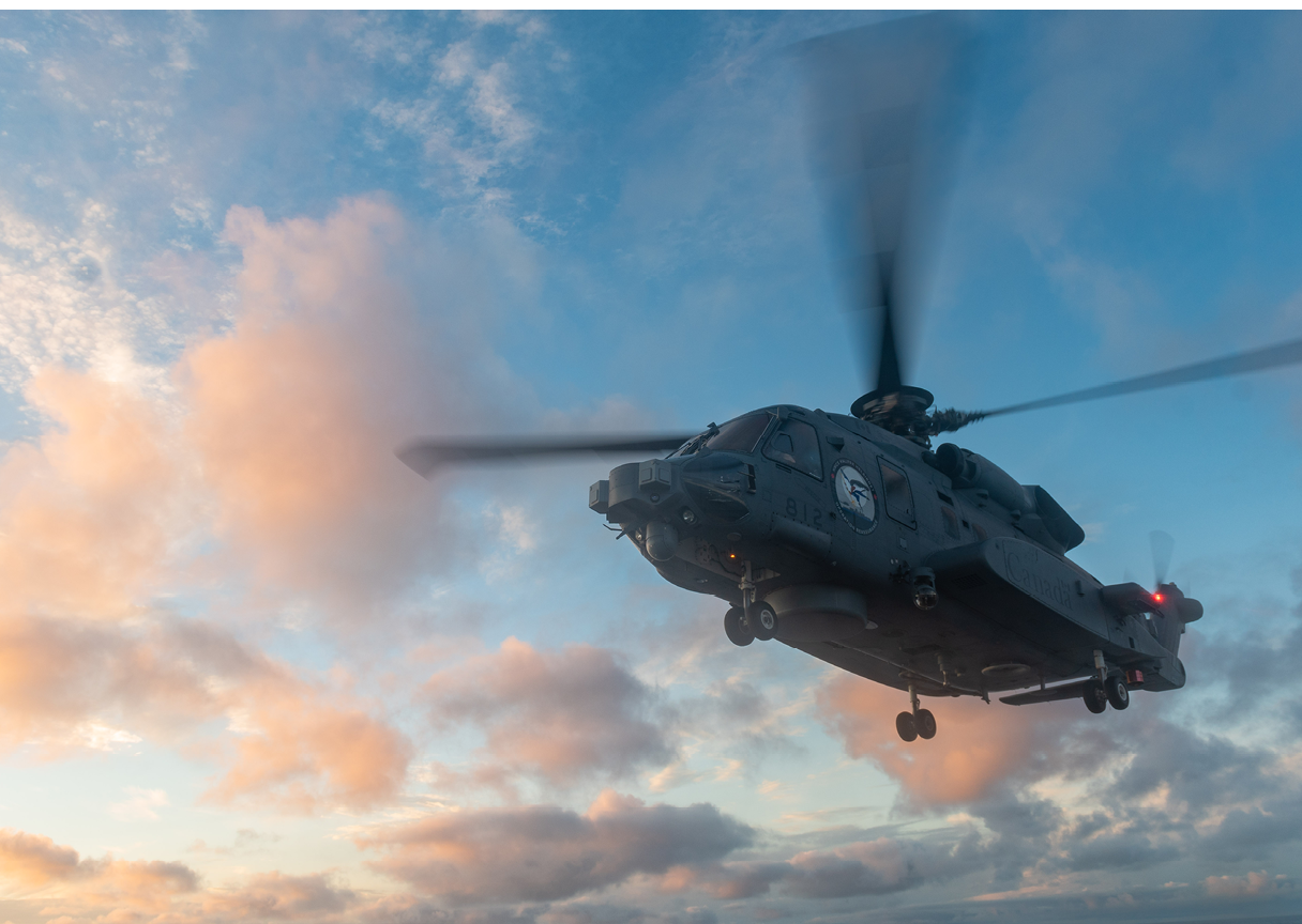 A helicopter is flying in the sky with its blades spinning. AI generated content