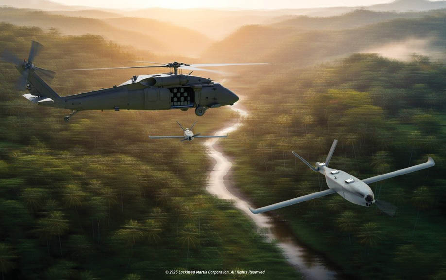 A helicopter is flying over a river with a plane below it. AI generated content