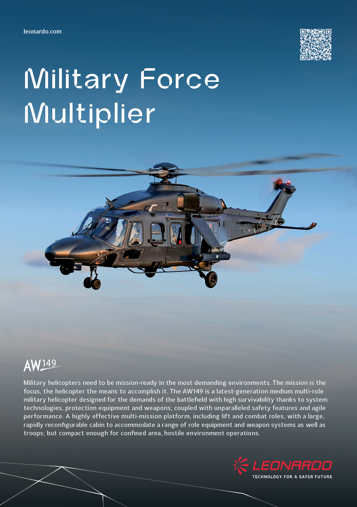 A helicopter is flying in the air with a military force multiplier written on the side. AI generated content