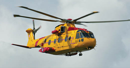 A yellow helicopter with red and blue accents is flying in the sky. AI generated content