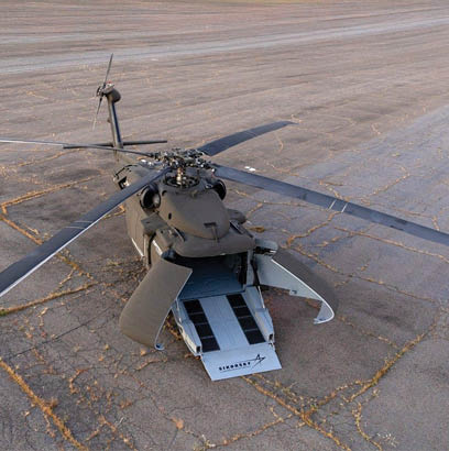 A helicopter is sitting on a runway. AI generated content