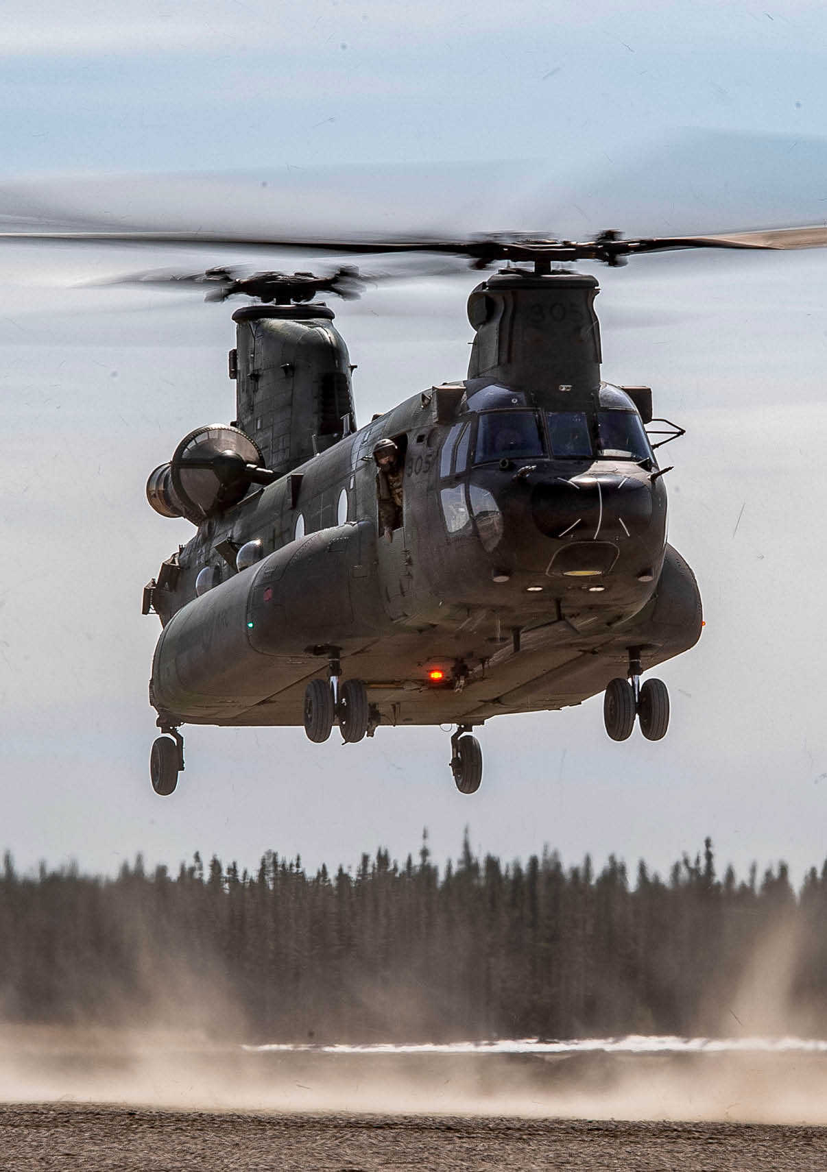 A helicopter is flying in the air with its blades spinning. AI generated content