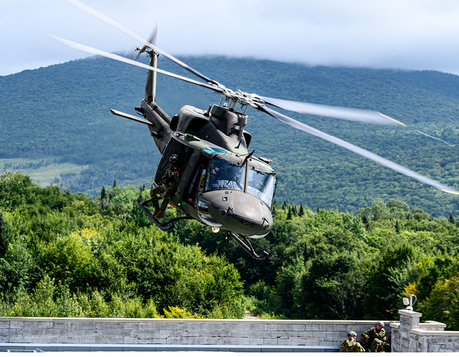 A helicopter is flying in the air with a person inside. AI generated content