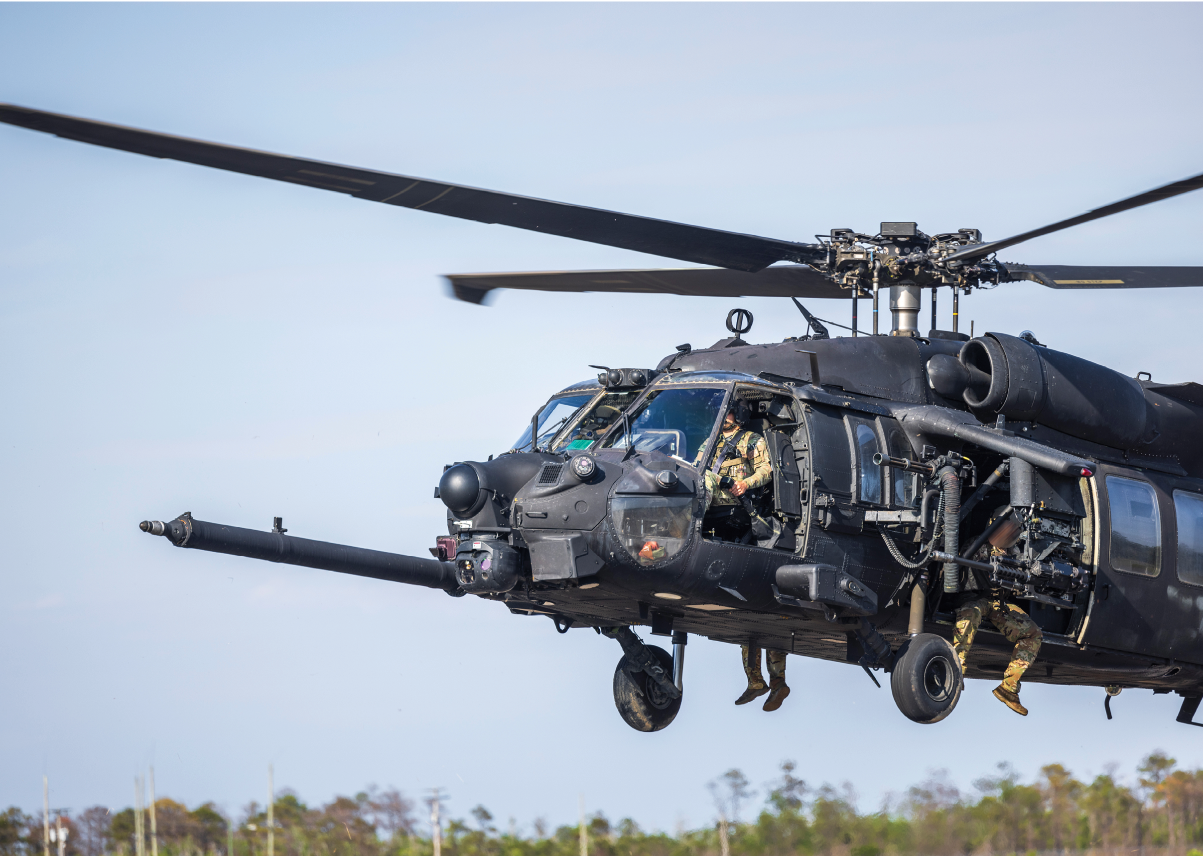 A helicopter is flying in the air with a person hanging from it. AI generated content
