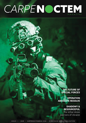 A magazine cover featuring a man in a military uniform holding a gun. AI generated content