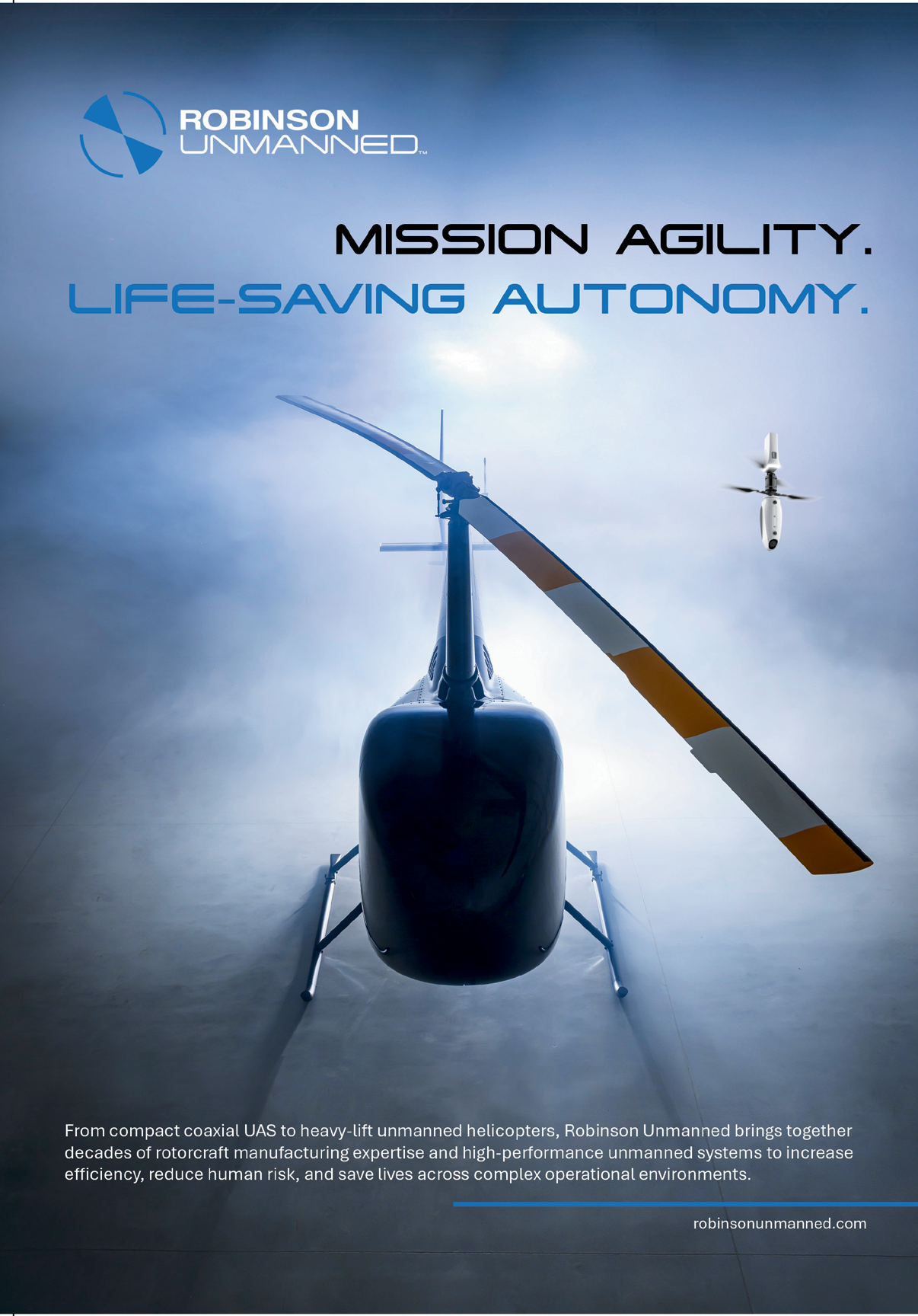 A poster advertising a helicopter with a life-saving autonomy. AI generated content