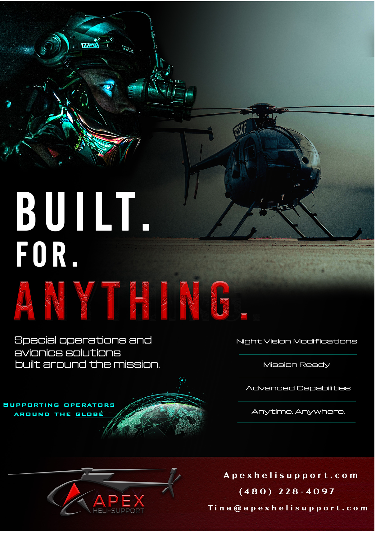 A poster advertising a helicopter company. Description generated by AI