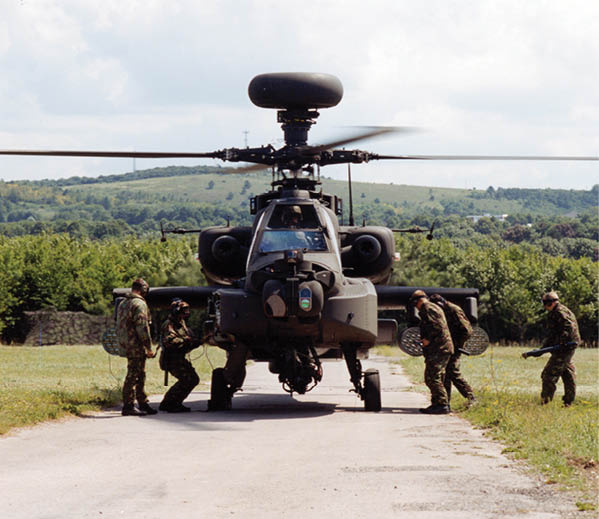 A helicopter with a large blade on the front. Description generated by AI