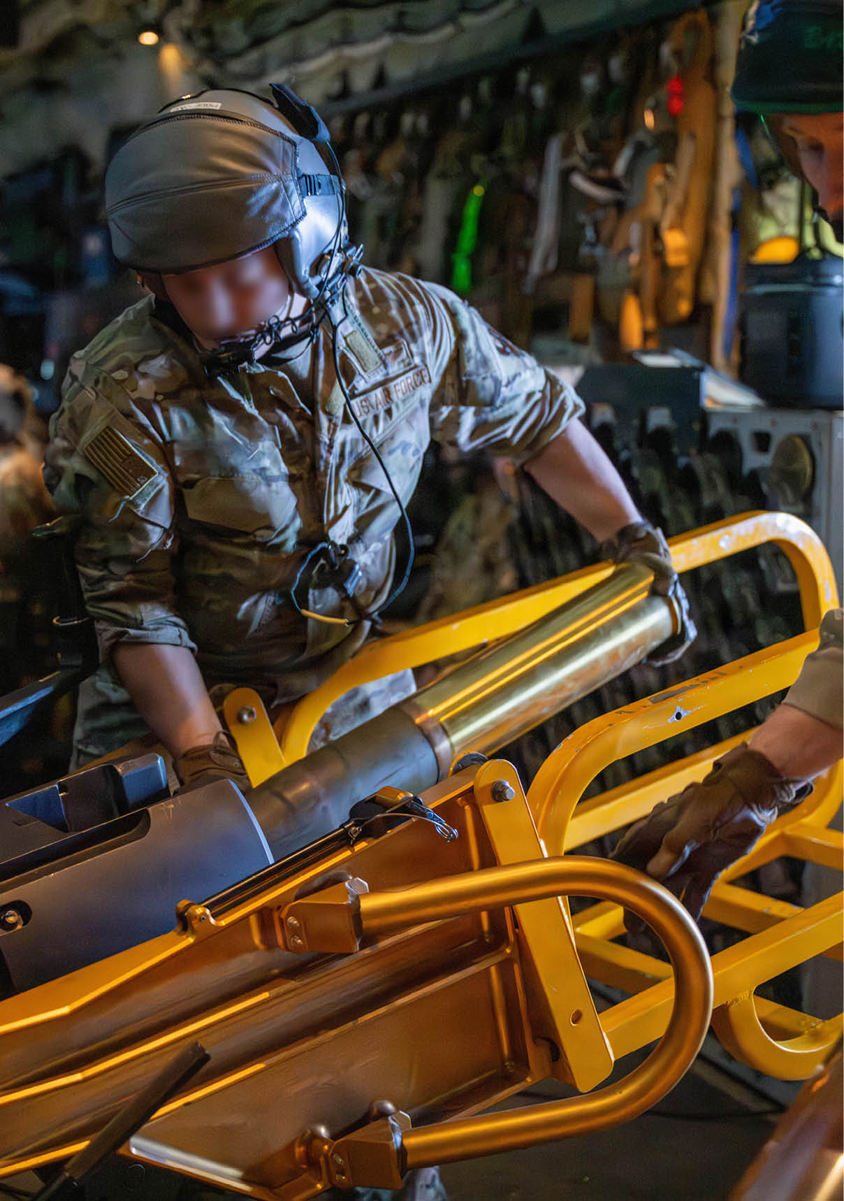 A man in a military uniform is working on a piece of machinery. AI generated content