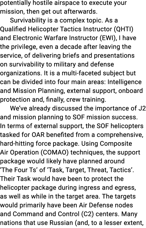 potentially hostile airspace to execute your mission, then get out afterwards. Survivability is a complex topic. As a...